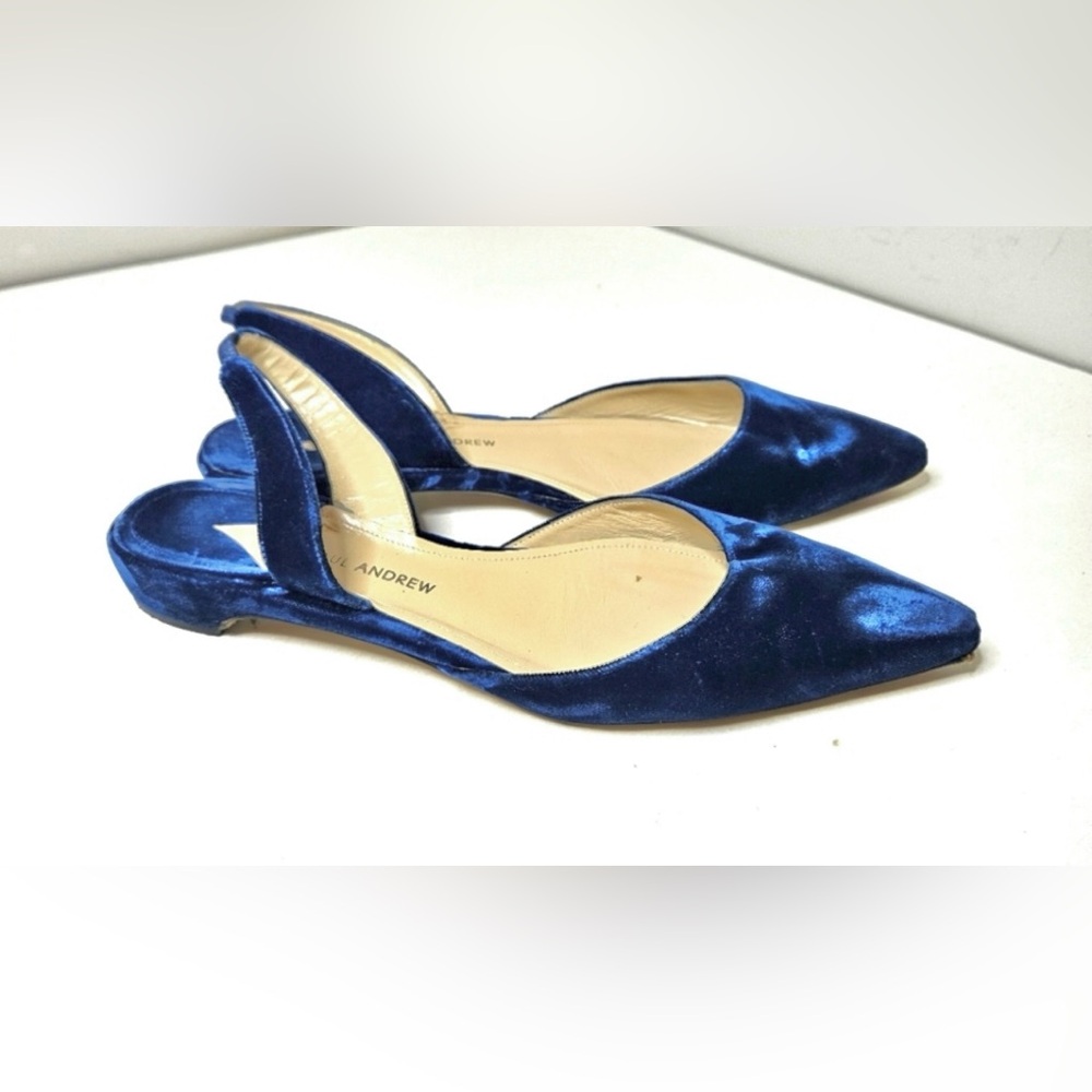 Paul Andrew Velvet Rhea Slingback Flats Royal Blue Leather Interior Sole 39 9